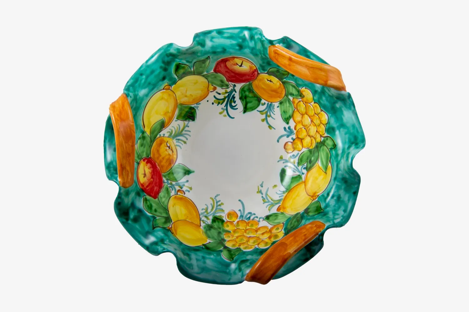 Large Ruffled Fruit Bowl with Handles