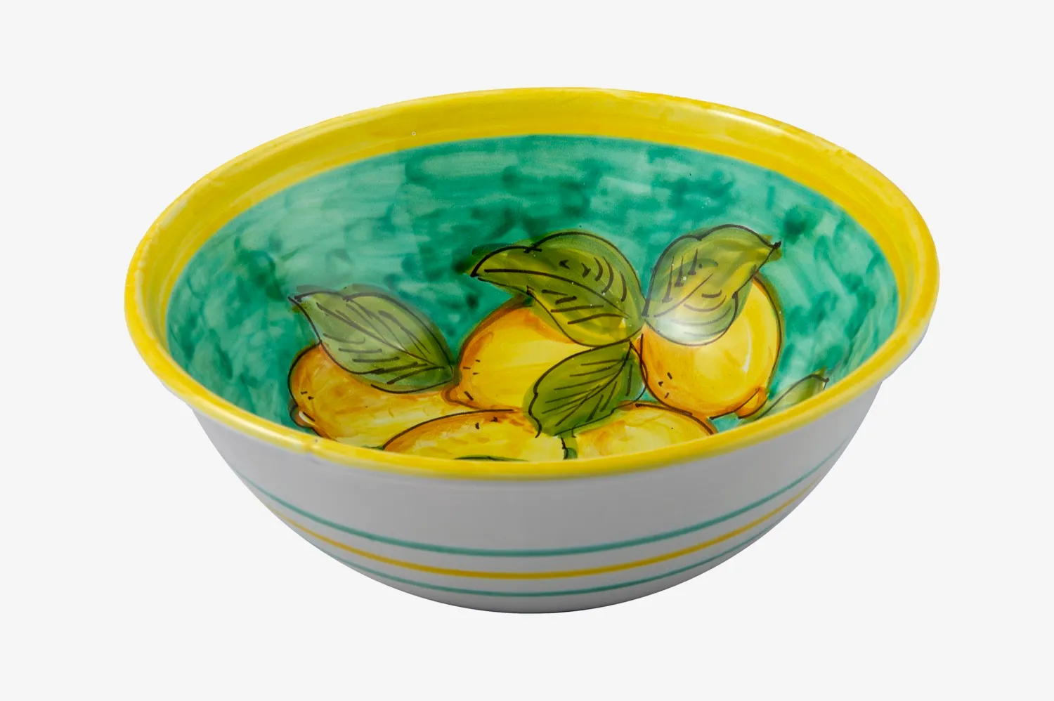 Handpainted Lemon Bowl on Green