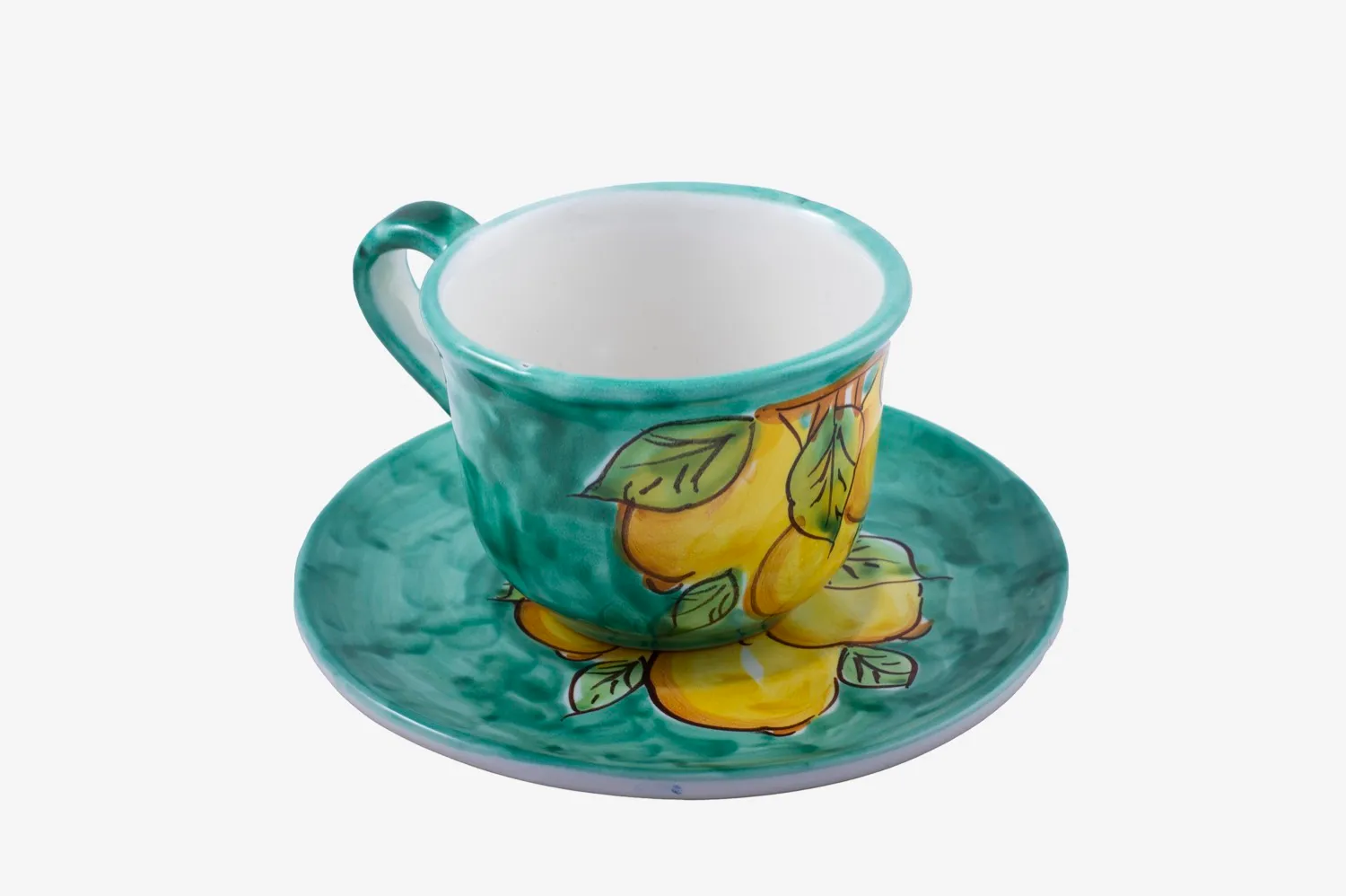 Ceramic Coffee Cup and Saucer with Lemons