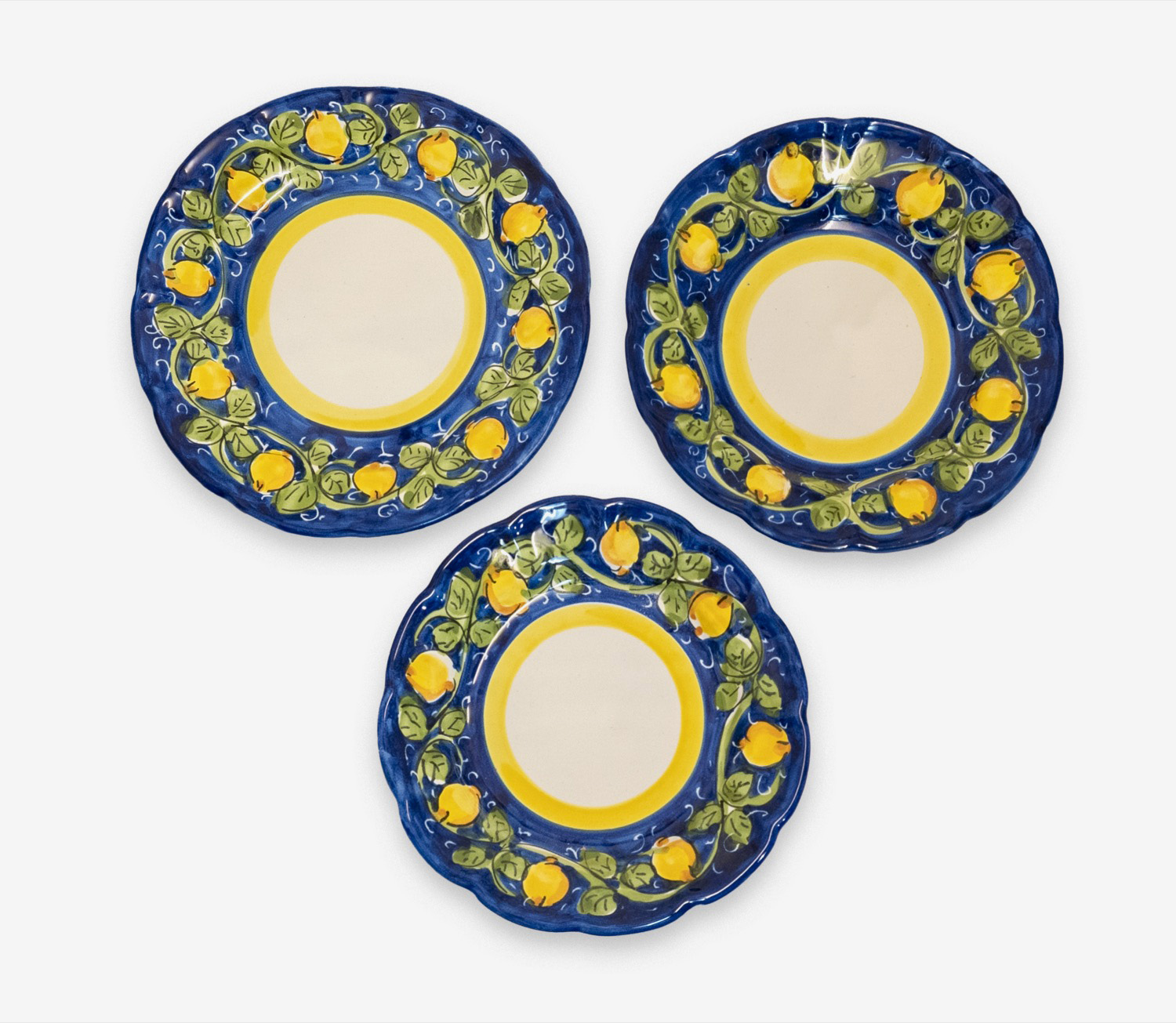 Set of Plates with Lemon Vine Decor