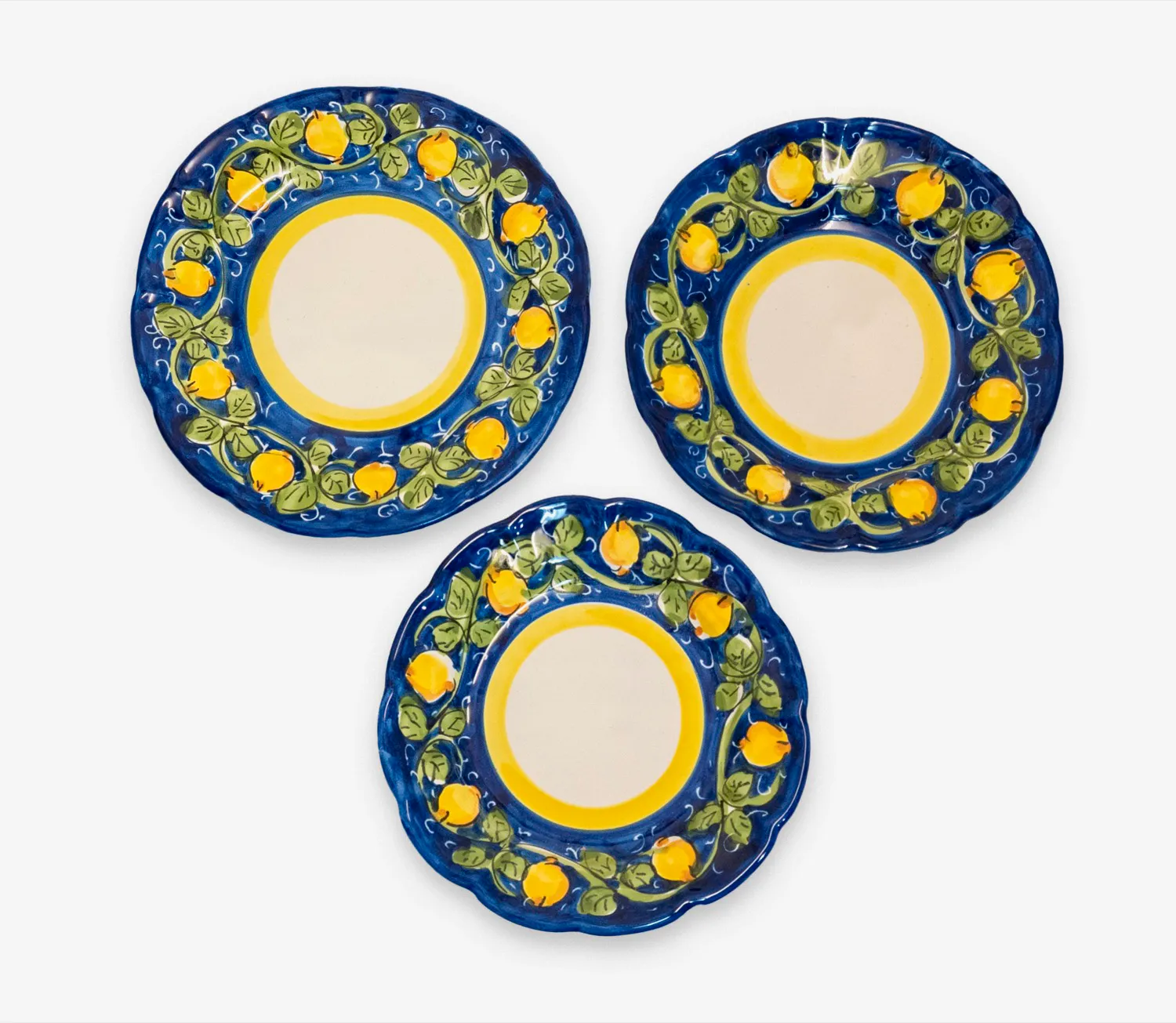 Set of Plates with Lemon Vine Decor
