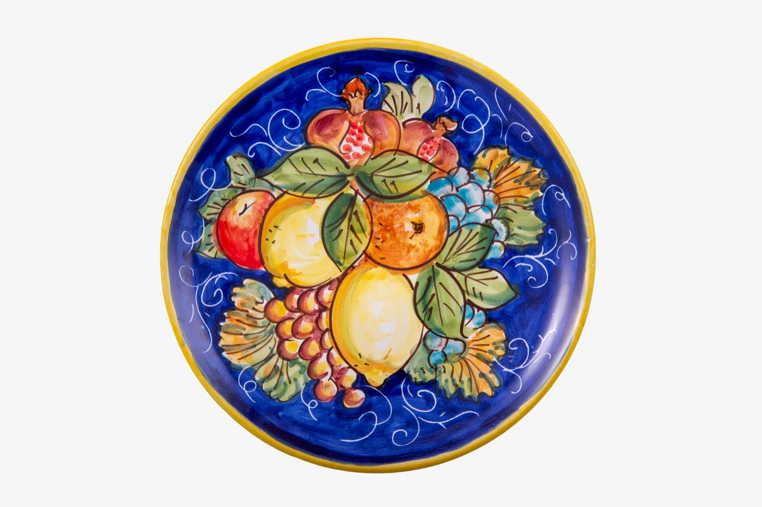Wall Plate with Fruit on Dark Blue