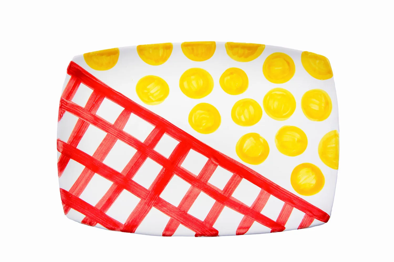 Rectangular Serving Plate in Red and Yellow
