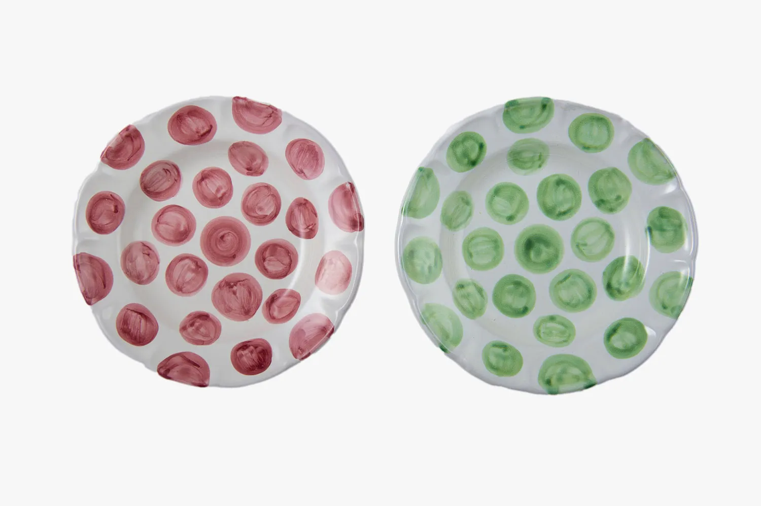 Polka Dot Plates, Set of 2 (Green and Red)