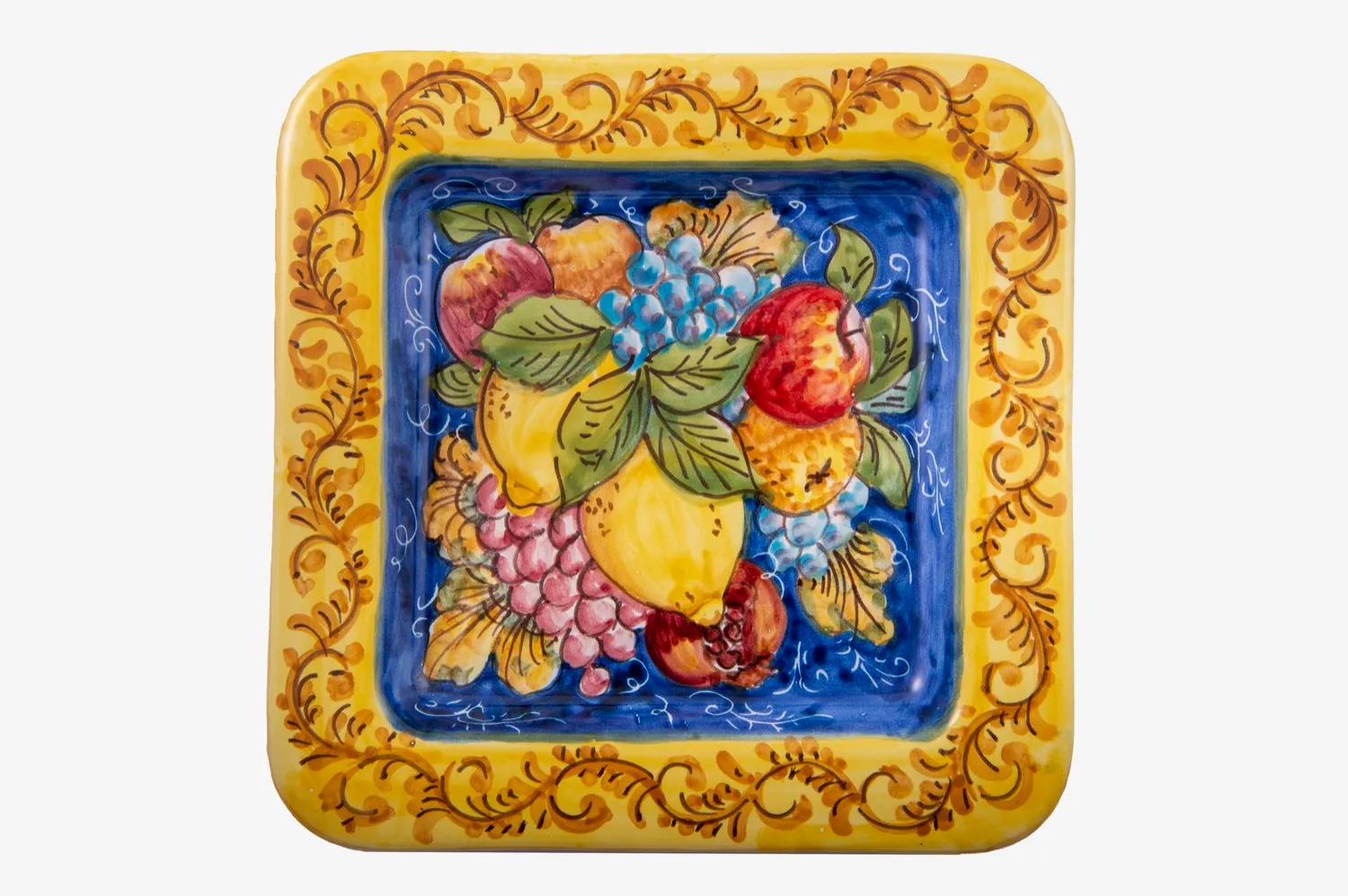 Square Wall Plate with Fruit Still Life