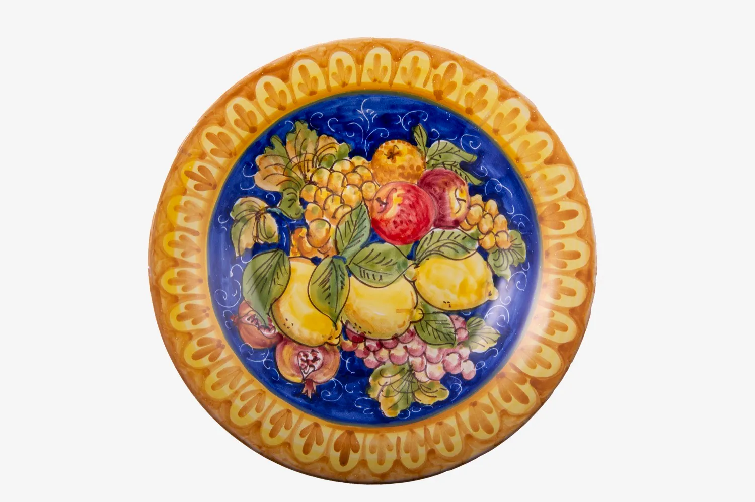 Fruit Wreath Wall Plate with Scalloped Rim