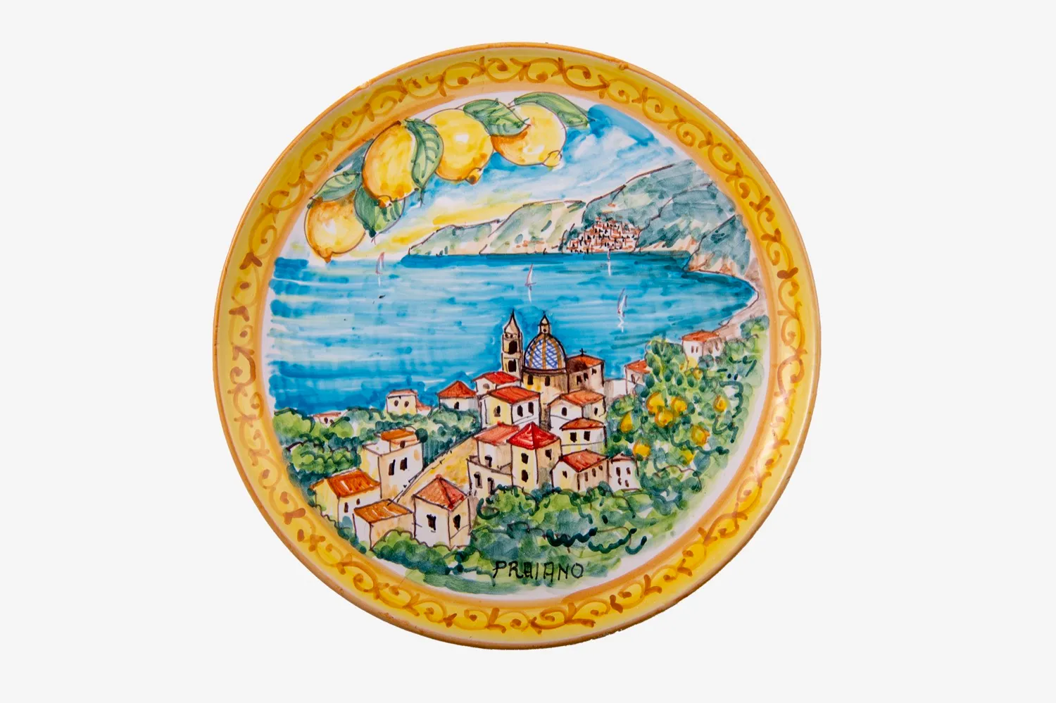 Praiano Landscape Wall Plate with Rim