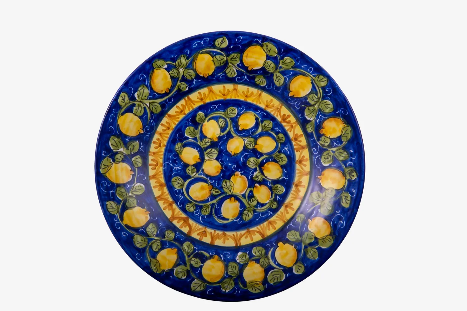 Lemon Wall Plate on Blue