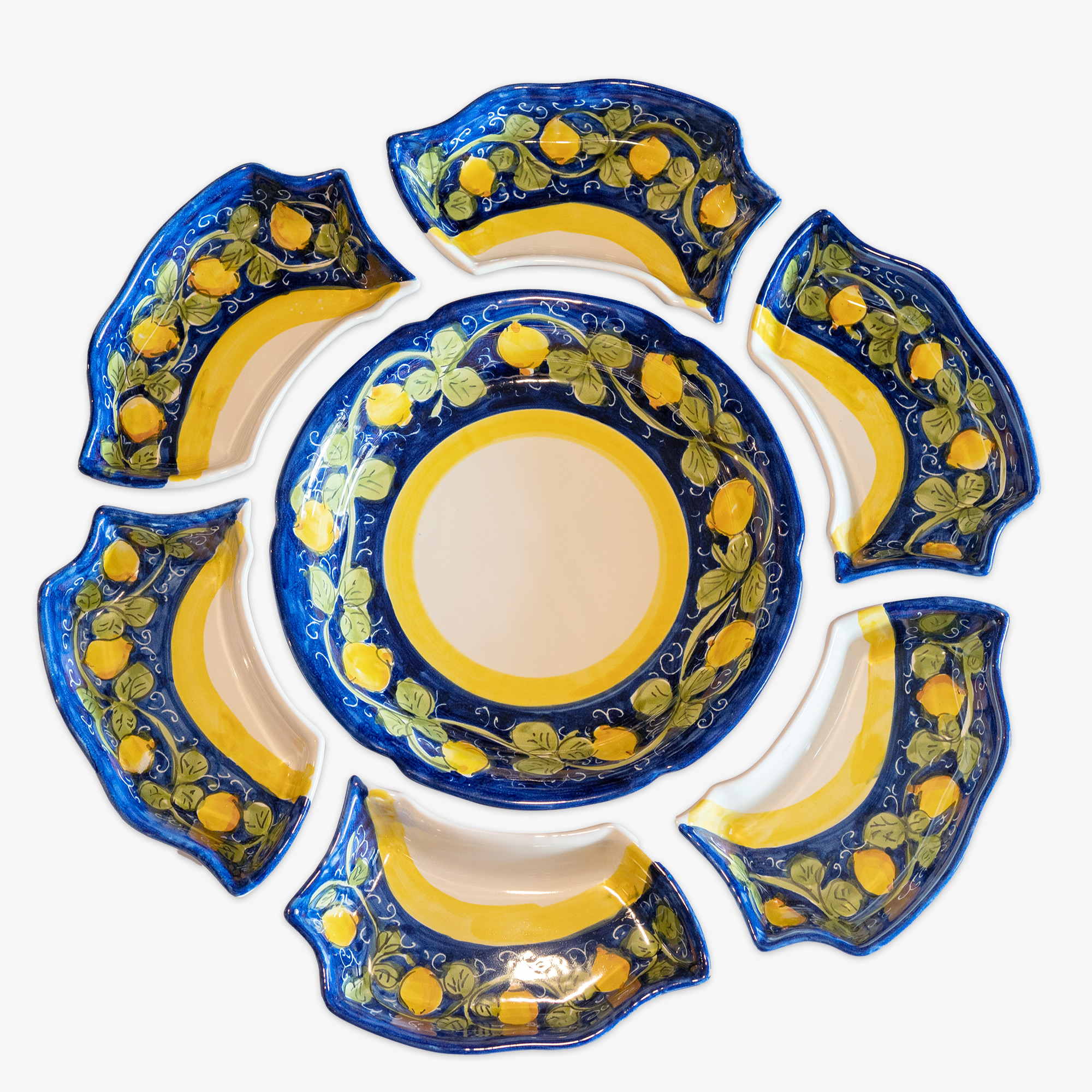Ceramic Plate Set with Lemon Pattern