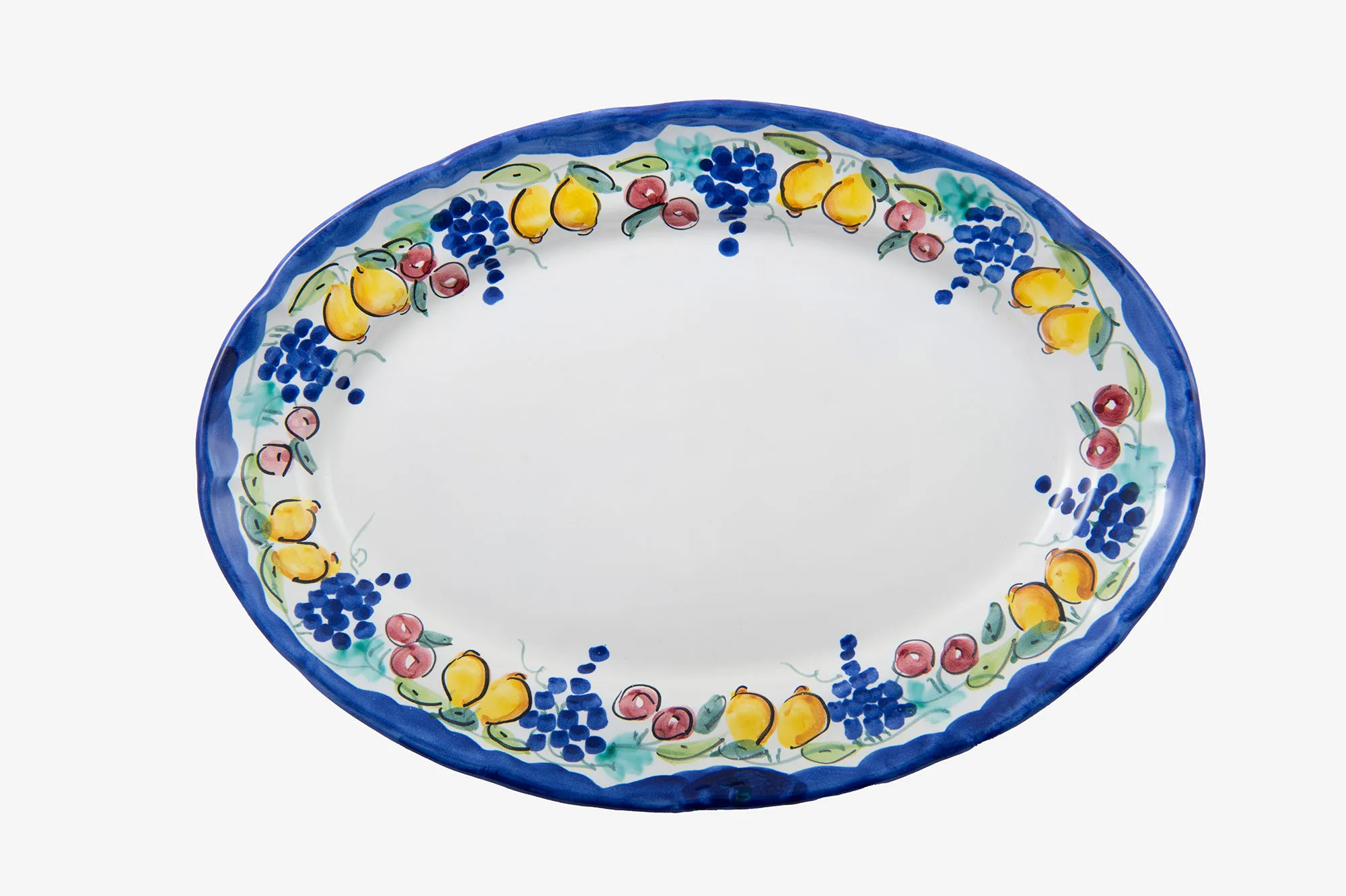 Scalloped Oval Serving Plate with Fruit