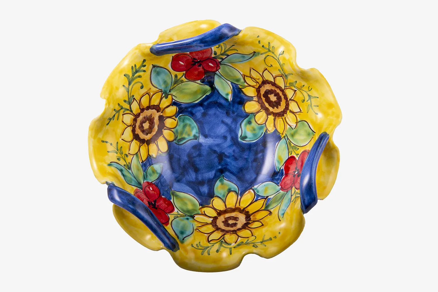 Scalloped Fruit Bowl with Sunflowers