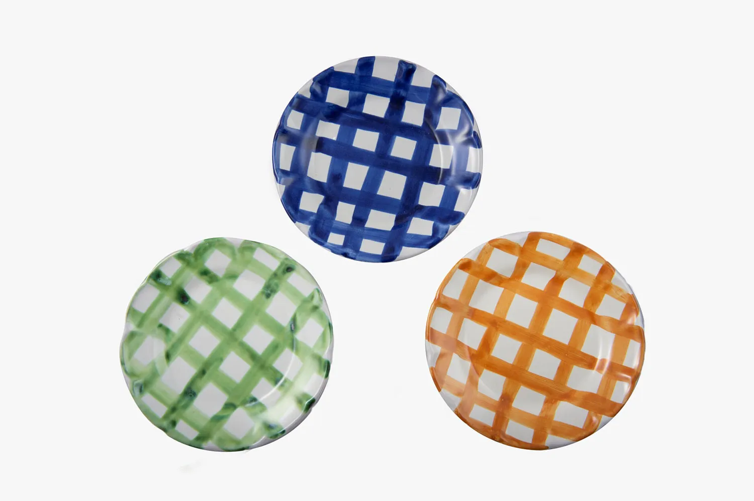 Checkered Plate Set in Blue, Green, and Orange