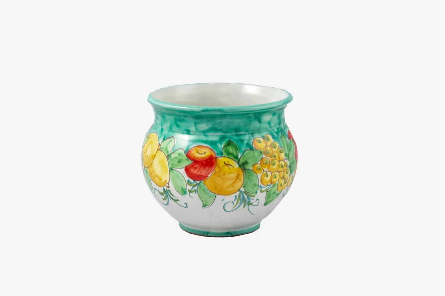 Handpainted Planter with Fruit on White