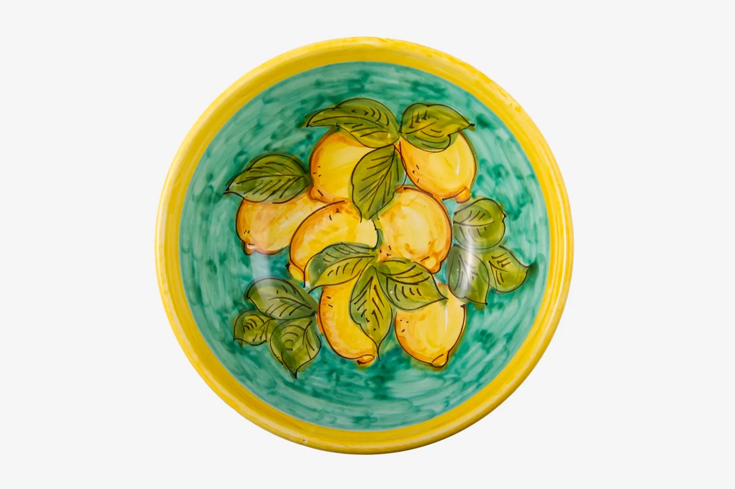 Handpainted Lemon Bowl on Green gallery